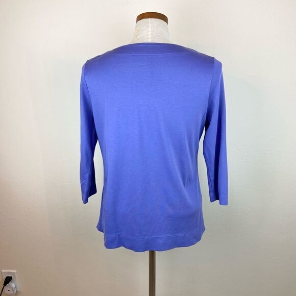 L.L. Bean 3/4 Sleeve Pima Cotton Split-Neck Tunic - Picture 5 of 6